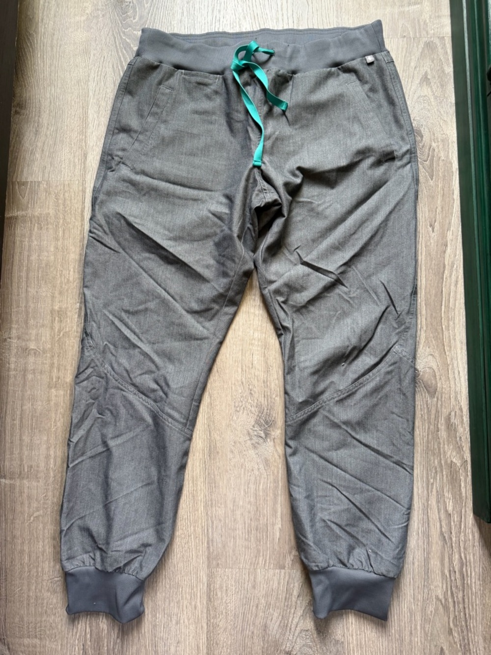 Figs Gray Track Joggers with Teal Drawstring